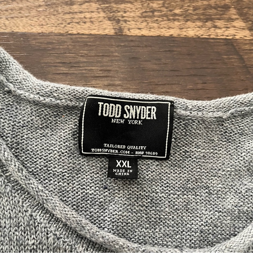 Todd Snyder 100% linen two tone blue strip gray crewneck sweater 2XL *Read - Picture 2 of 16